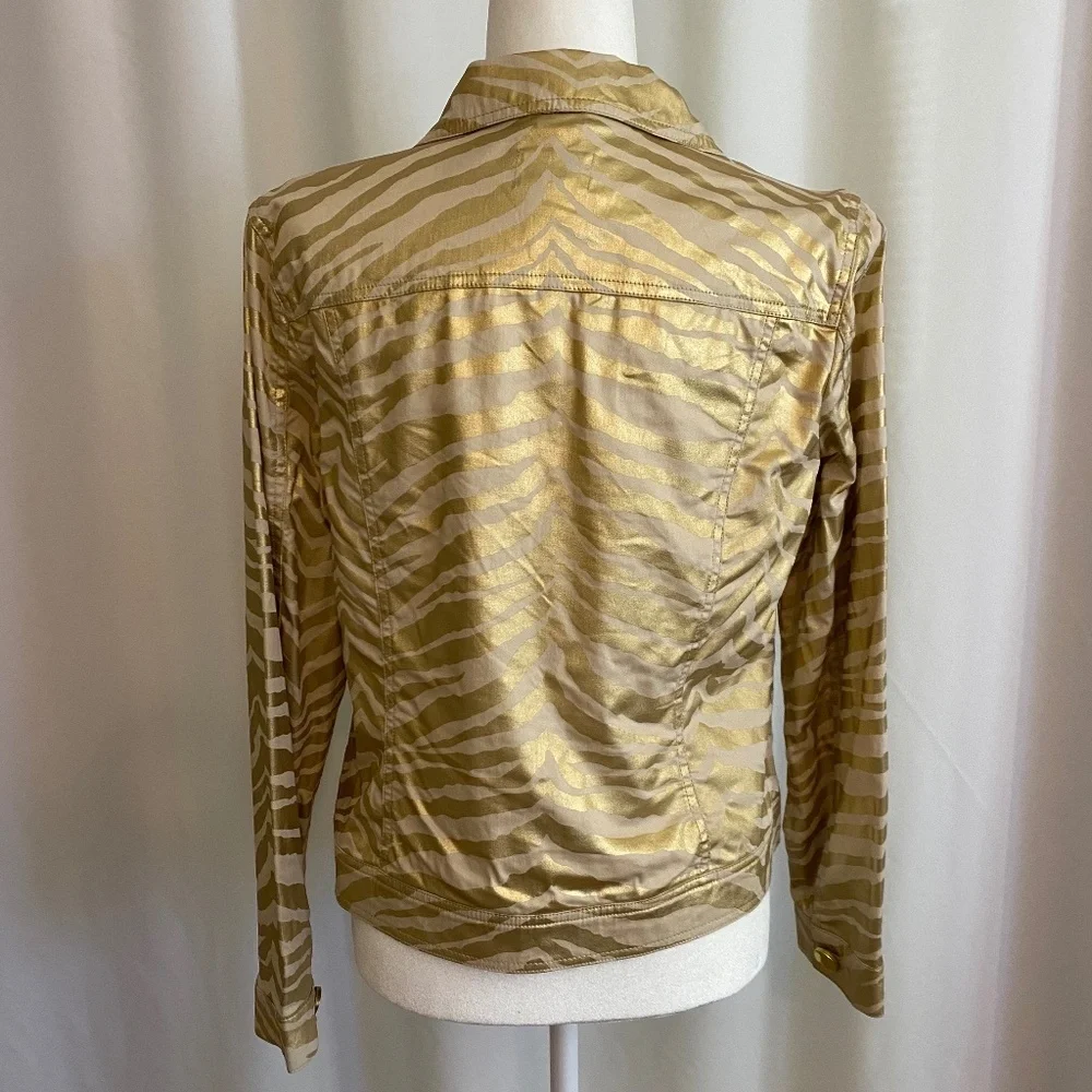 Just B  Gold Animal Print Jacket‎ Sz L - Picture 2 of 9